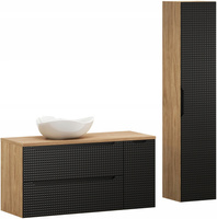 Meble łazienkowe LUXOR BLACK 120, Umywalka nablatowa, Dąb/Czarny, 2 KOLORY