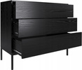 Komoda INDUST 100cm, 3 szuflady, metalowe nogi CZARNY