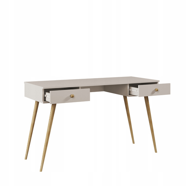 Biurko BOHO z szufladami, drewniane nogi KASZMIR