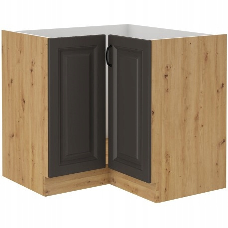 Szafa kuchenna dolna narożna STILO 90x90 DN 2F BB GRAFIT MAT/DĄB ARTISAN