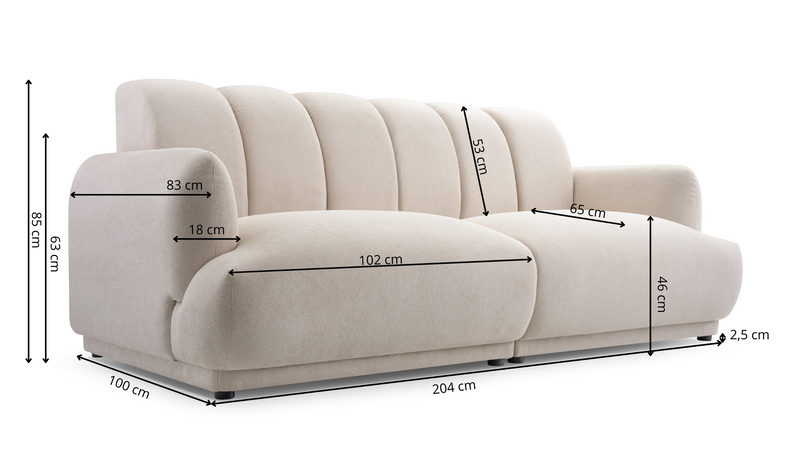Wygodna Kanapa, Nowoczesna Sofa COLESTUS 204 cm
