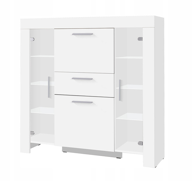 Witryna CEZAR 7, Witryna 130cm, Meble do Salonu CEZAR, LED, Dąb Sonoma