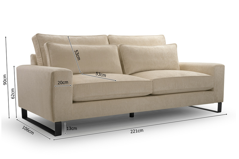 Sofa do salonu CARA(CORBLACK) 221 cm, Kanapa do salonu