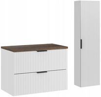 Meble łazienkowe ADEL, Zestaw meblowy, słupek BIAŁY / Dąb Santa Fe Vintage