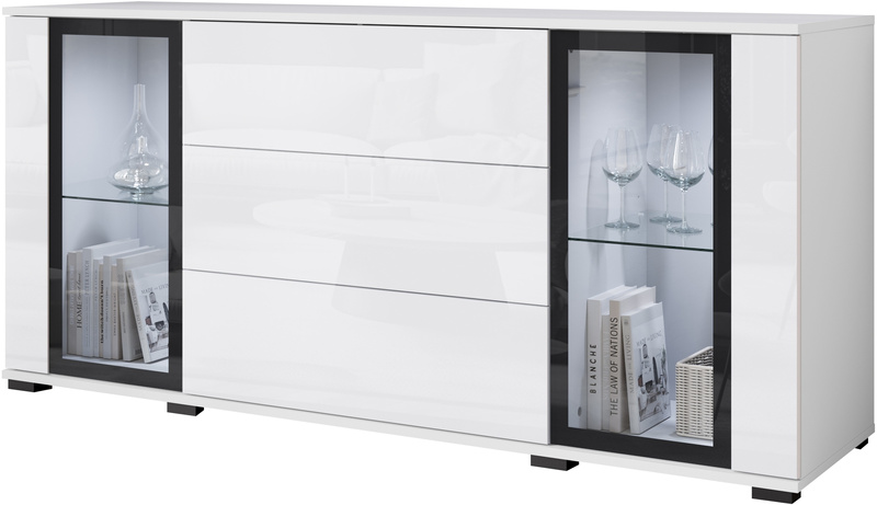 Komoda CARO 150cm Biały / Biały Połysk