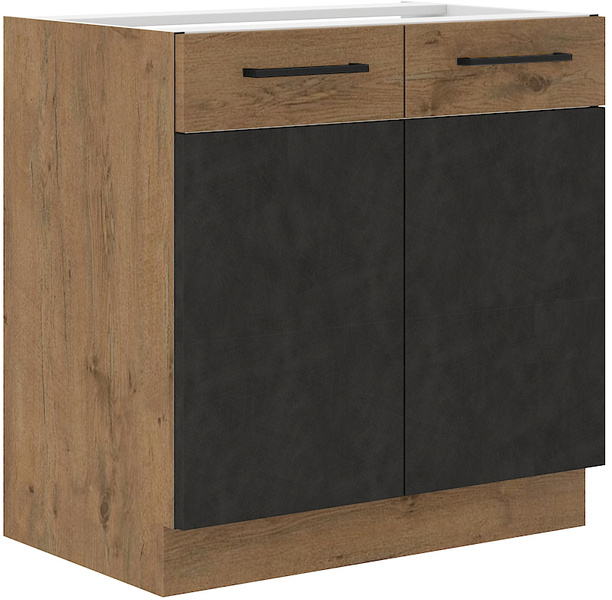 Szafka kuchenna dolna VIGO 80 D 2F BB DARK WOOD / DĄB LANCELOT