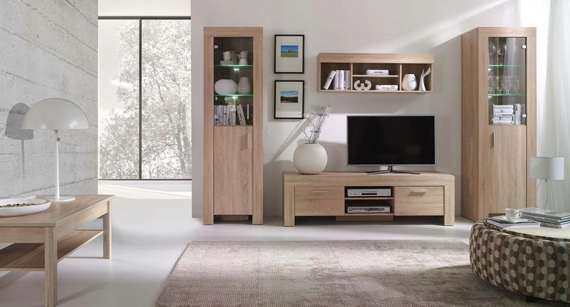 Witryna CEZAR 6P, Witryna 60cm, LED, Dąb Sonoma