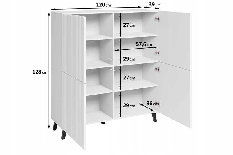 Komoda PHUKET 120x120 Dąb Artisan / Biały Drobne Ryfle