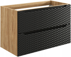 Szafka łazienkowa 90cm szuflady Meble łazienkowe OCEAN Czarny/Dąb Olejowany