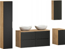 Meble łazienkowe OCEAN BLACK 120, Umywalki nablatowe, Dąb/Czarny, 2 KOLORY