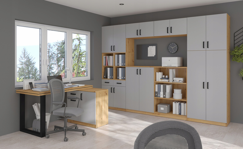 Nadstawka na regał zamknięta MALTA 115 Jasny Szary