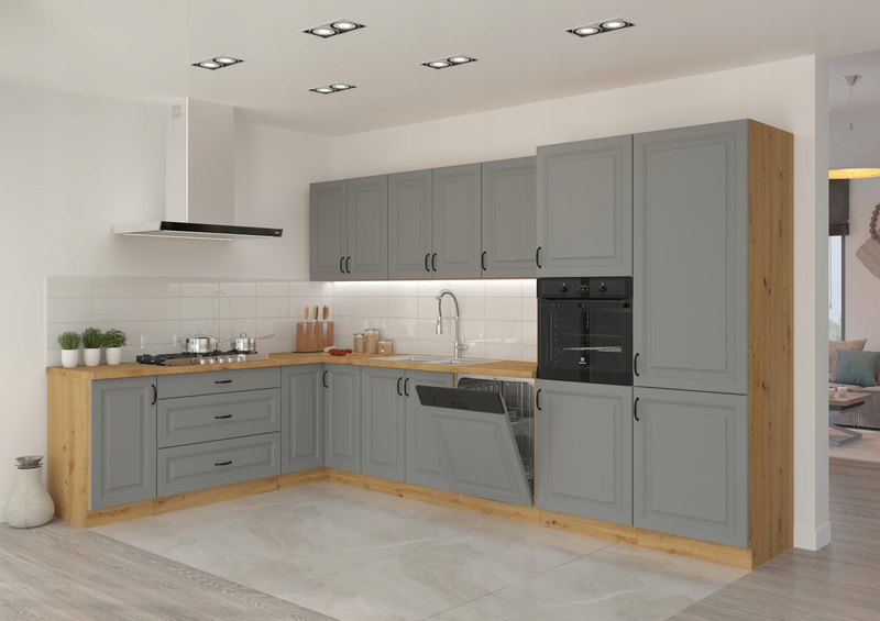 Meble kuchenne STILO DUSTGREY/DĄB ARTISAN zestaw narożny kuchnia szafki