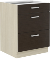 Szafka kuchenna dolna z szufladami 60 D 3S BB QUADRO DĄB FERRARA, LEGNO CIEMNE, Meble Kuchenne CHAMONIX