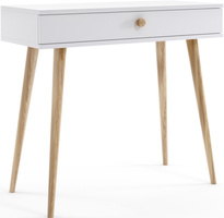 Konsola BOHO z szufladą, drewniane nogi BIAŁY MAT