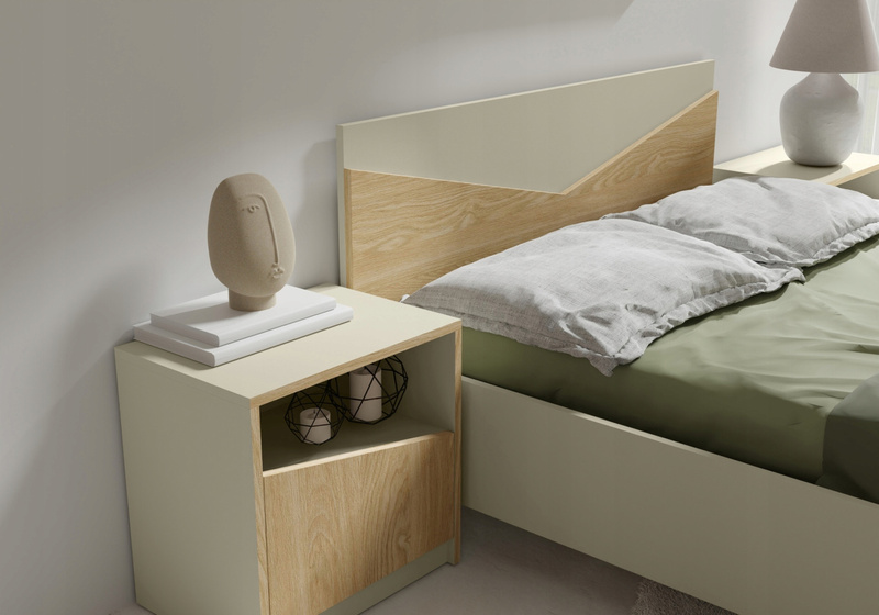 Meble do sypialni, Zestaw mebli ASTON, Szarobeżowy / Dąb Olejowany