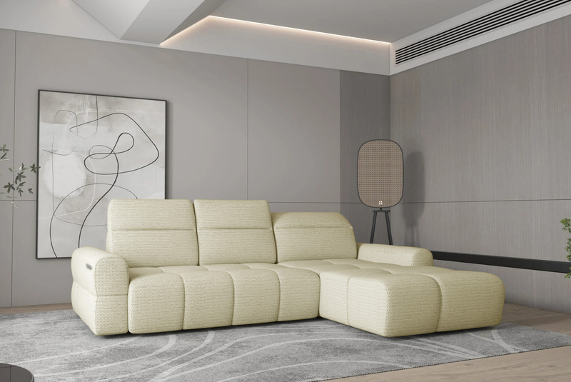 Narożnik z funkcją spania MATEO S 273 cm, Elektryczny wysuw siedziska, Pojemnik, Zagłówki