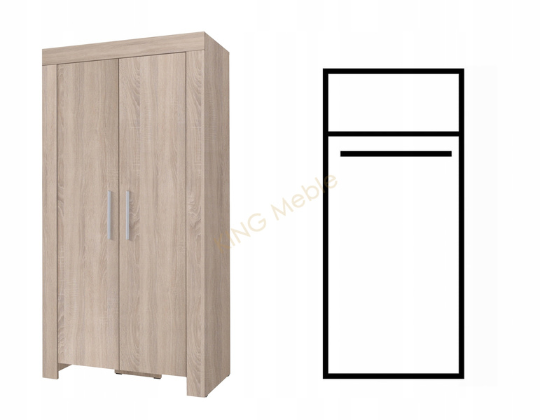 Szafa CEZAR 2, Szafa 100cm, Dwudrzwiowa, Meble do Salonu CEZAR, Dąb Sonoma