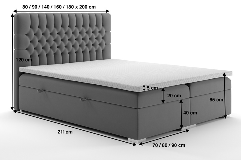 Łóżko Tapicerowane Kontynentalne DALIA 90x200 cm, Łóżko Dziecięce