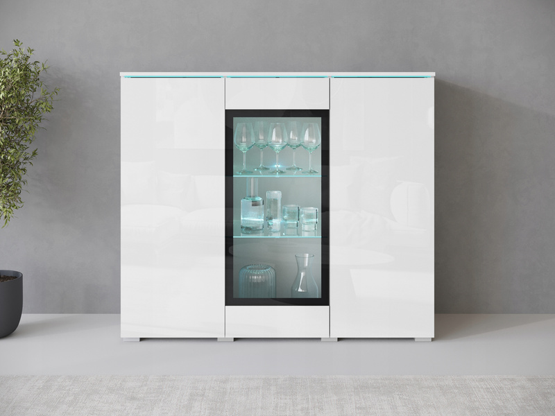 Witryna VERA HIGHBOARD 120 Biały / Biały Połysk