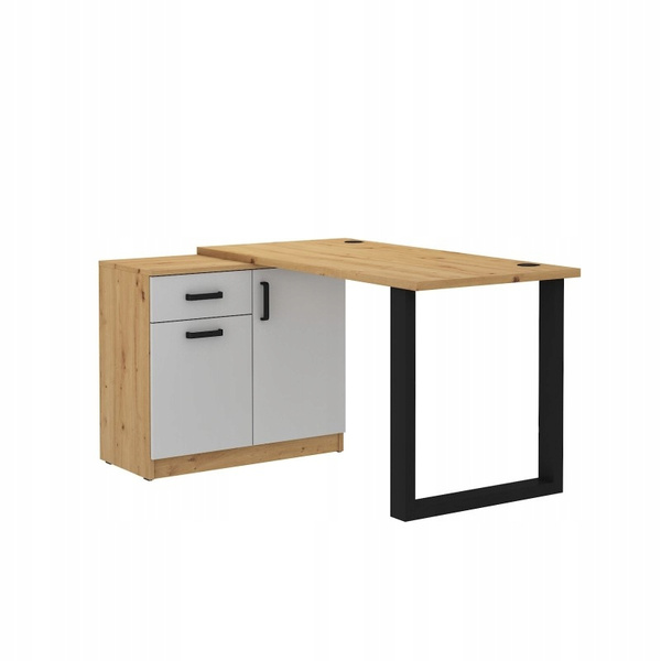 Meble biurowe MALTA 130 biurko z komodą SZARY / DĄB ARTISAN