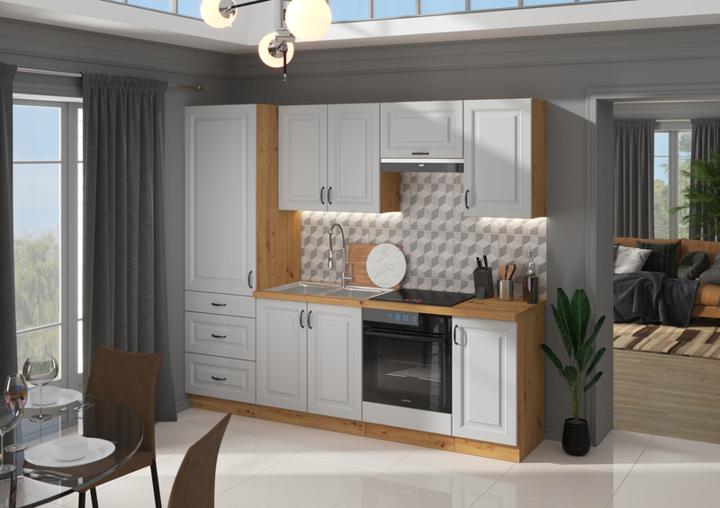 Szafka kuchenna STILO 60 DKS-210 3S 1F BIAŁY MAT/DĄB ARTISAN