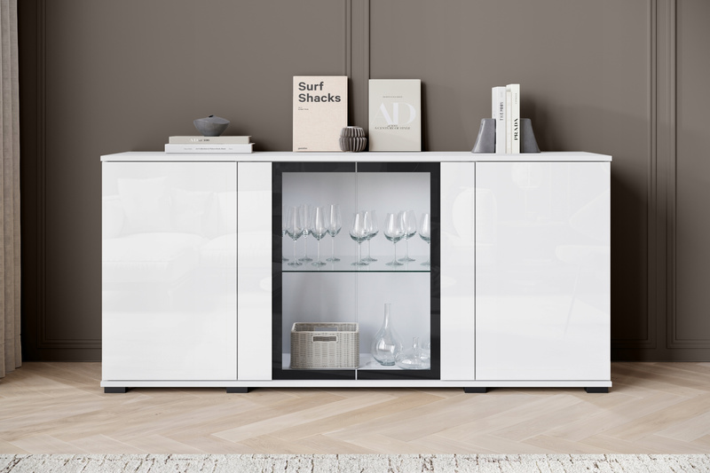 Komoda CARO 154 Biały / Biały Połysk