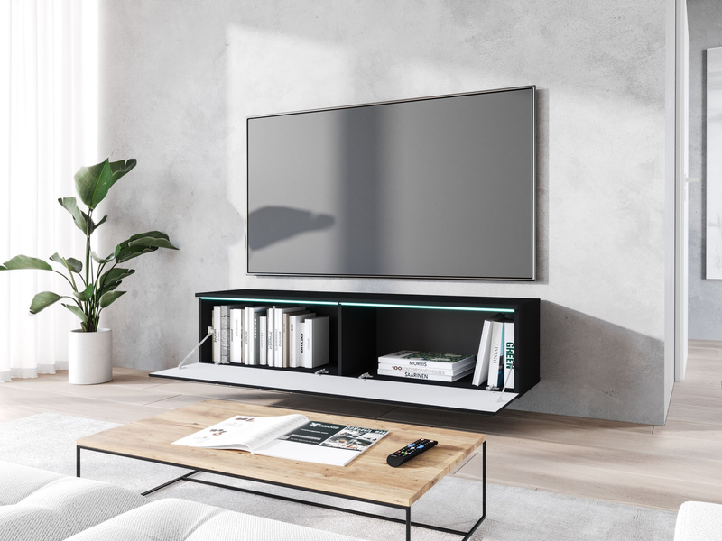 Szafka RTV Lowboard D 140cm CZARNY GRAFIT / JODEŁKA MDF