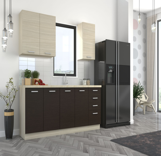 Szafka kuchenna dolna z szufladami 40 D 4S BB QUADRO DĄB FERRARA, LEGNO CIEMNE, Meble Kuchenne CHAMONIX