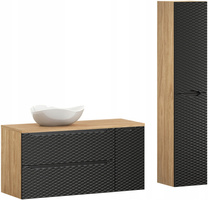 Meble łazienkowe OCEAN BLACK 120, Umywalka nablatowa, Dąb/Czarny, 2 KOLORY