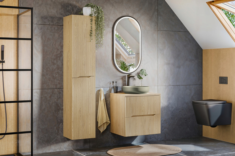 Zestaw meblowy 60cm z blatem i umywalką Meble łazienkowe NORDIC Dąb Cremona