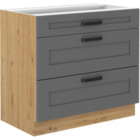 Szafka kuchenna dolna LUNA 80 D 3S BB DUST GREY / DĄB ARTISAN