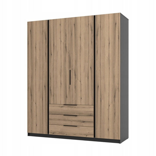 Szafa KAJA 4F 3S Czarny / Dąb Evoke drzwi szuflady