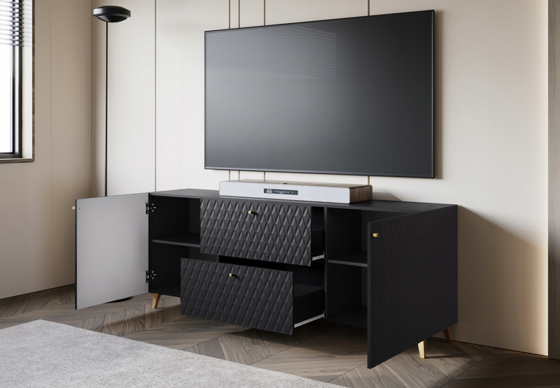 Szafka RTV PHUKET 181 Czarny Grafit Romby