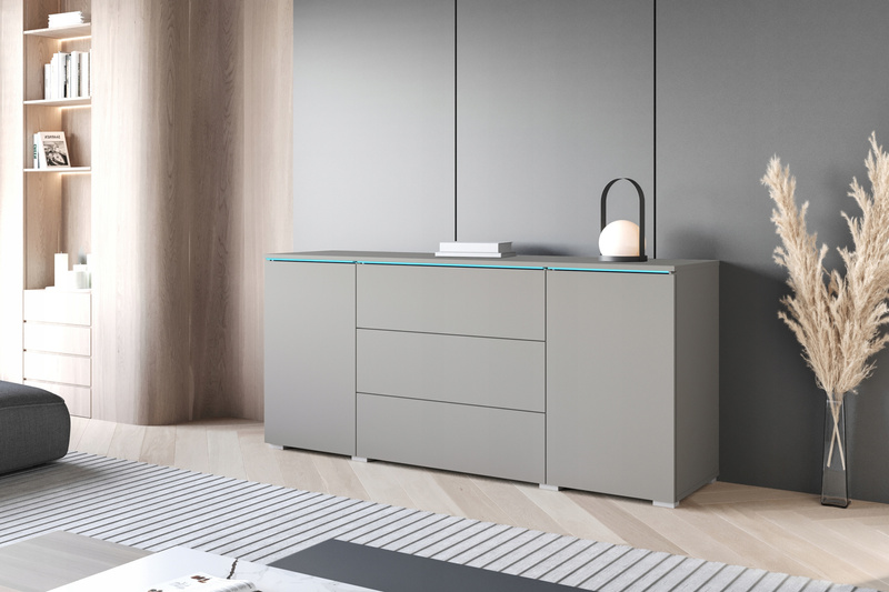 Komoda VERA 150 Biały / Szary Połysk