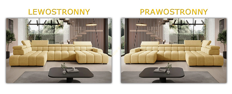 Narożnik BULL XL 393 cm, Elektryczny wysuw siedziska, Zagłówki