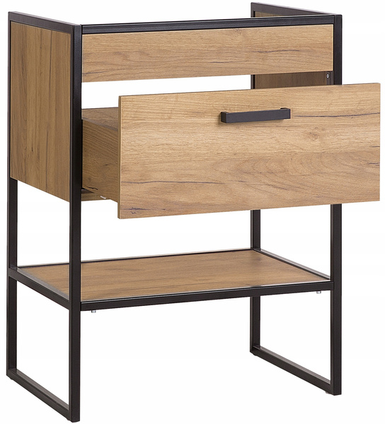 Szafka pod umywalkę 60cm, Meble łazienkowe BROOKLIN Dąb Craft Złoty/Czarny