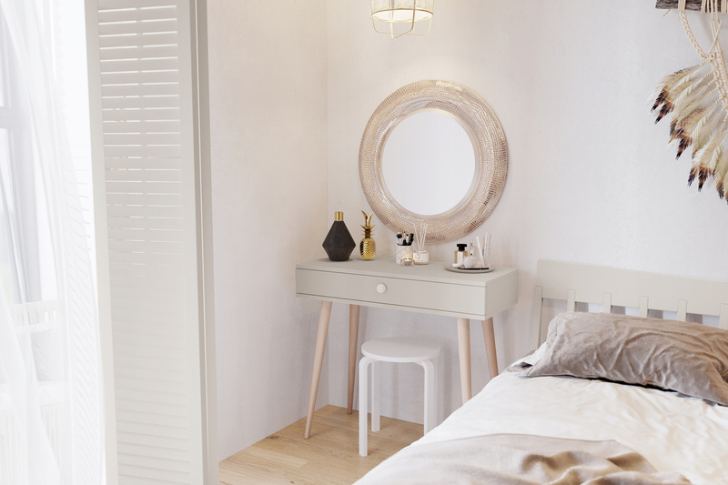 Konsola BOHO z szufladą, drewniane nogi KASZMIR