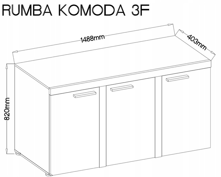Komoda Rumba 3F Salon BIAŁY MAT/BETON JASNY