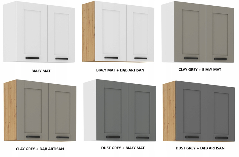 Szafka kuchenna górna LUNA 80 G-72 2F CLAY GREY / BIAŁY MAT