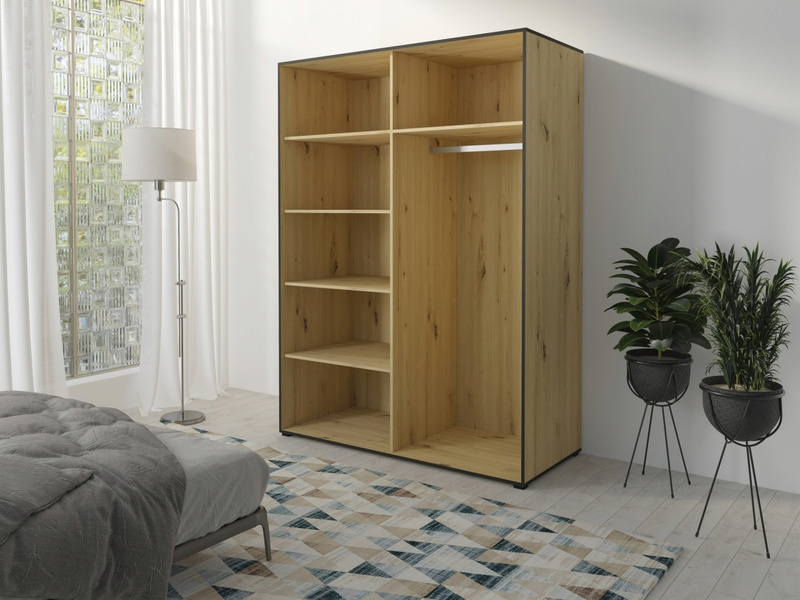 Szafa OSLO I 120cm, Szafa z Lustrem Dąb Artisan / Czarny
