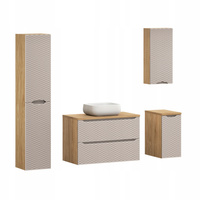 Meble łazienkowe OCEAN BEIGE 90, Umywalka nablatowa, Dąb/Beż, 2 KOLORY