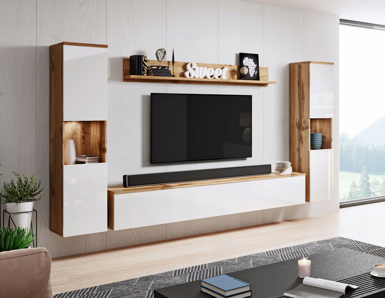 Komoda PARIS 110 Dąb Wotan / Biały Połysk