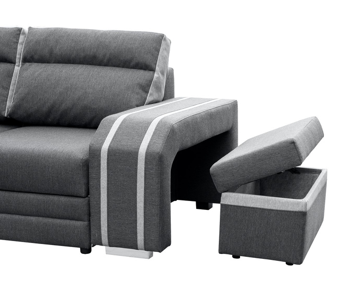 Narożnik z funkcją spania AVATAR 305 cm, Rozkładany, Rogówka, Pufa, Barek