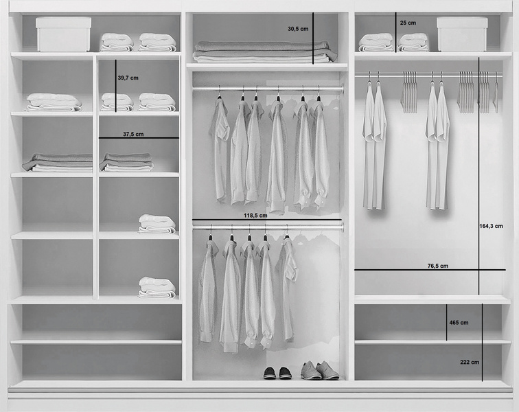 Szafa przesuwna A25 278 / 245 / 62 lustro, różne kolory i rozmiary