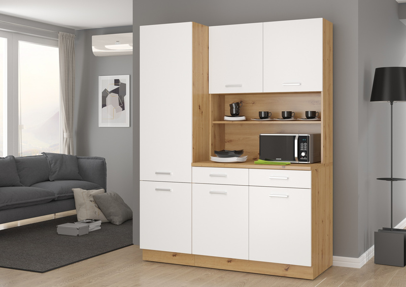 Szafka Słupek Kuchenny MARIA 50 cm, Komin, Biały/Dąb Artisan, Meble kuchenne MARIA