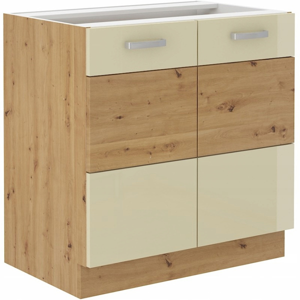 Szafka kuchenna dolna ARTISAN 80 D 2F BB KREM POŁYSK / DĄB ARTISAN