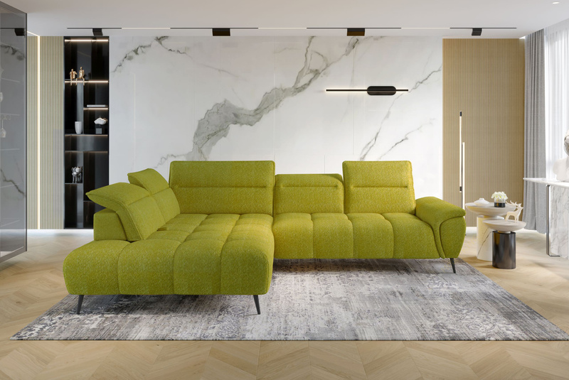 Narożnik MONTANA L 308 cm, Elektryczny wysuw siedziska, Zagłówki