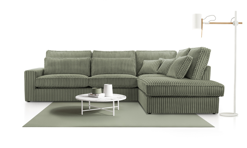 Duży Narożnik do salonu COBRA 314 cm, Rogówka, Ciepły SZTRUKS