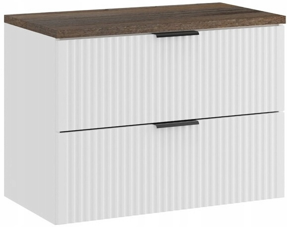 Szafka z blatem 80cm, szuflady, Meble łazienkowe ADEL BIAŁY / DĄB ARTISAN