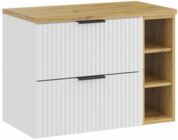 Meble łazienkowe ADEL, Zestaw meblowy z blatem, 80cm BIAŁY / DĄB ARTISAN